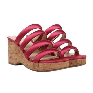NWT SAM‎ EDELMAN YUKI PLATFORM WEDGE SANDALS IN FUSHIA WOMENS 9.5